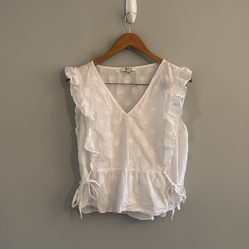 Madewell Cotton Peplum Ruffle Blouse - Picture 2 of 7
